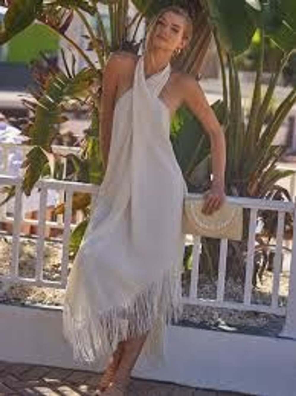 PQ Swim Kate Fringe Cover-Up Maxi Dress Size M/L Ivory